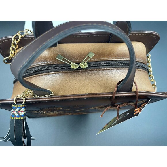 Purse Handbag Cross Body Tote Leather Humming Bird Hand Made Painted Artisanal - Picture 6 of 7